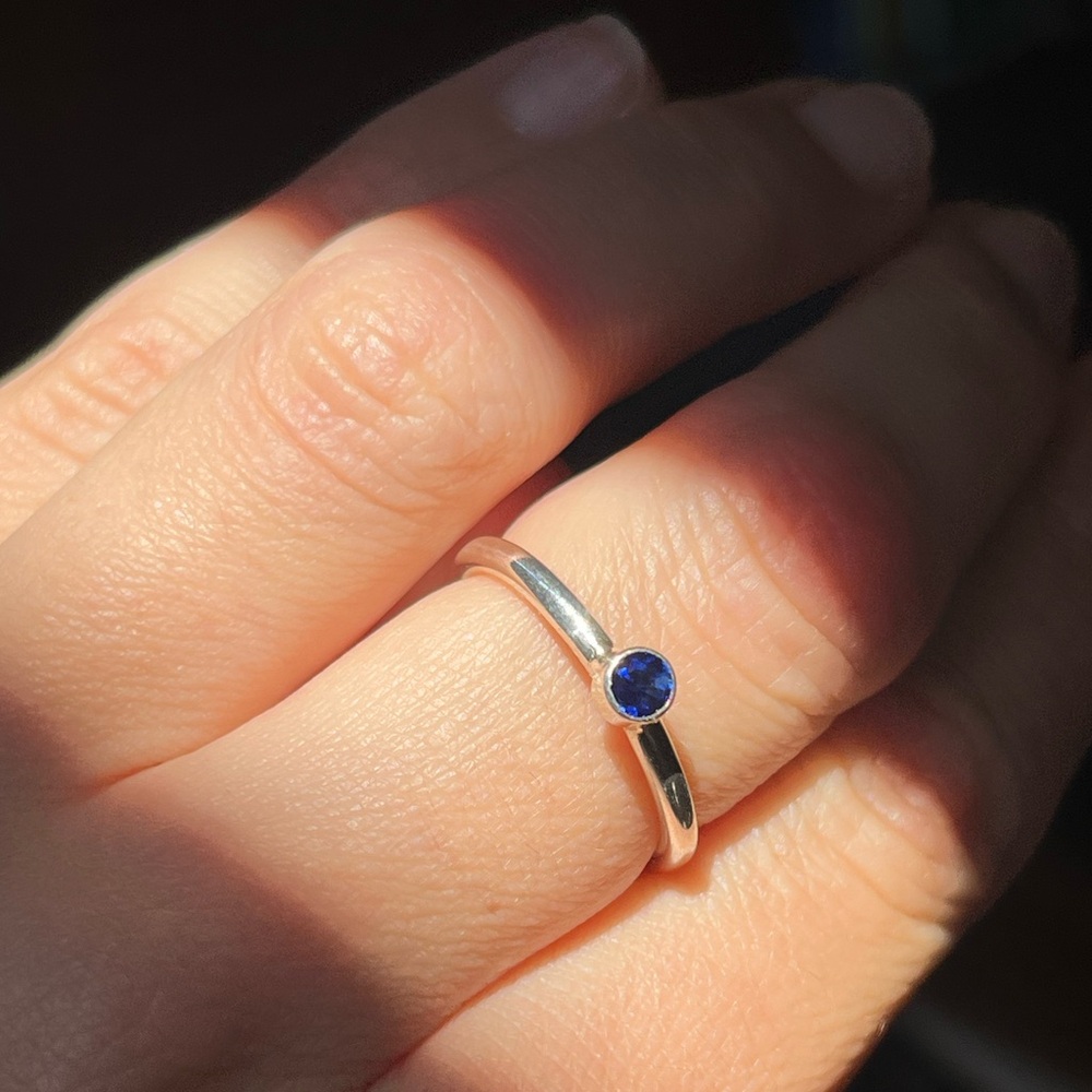 Sapphire Birthstone Ring Size 8 Sterling Silver